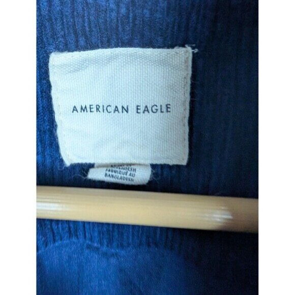 American Eagle Mens Medium Blue Corduroy Shirt Jacket - Picture 3 of 9